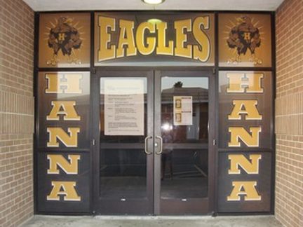 Window graphics — Hanna High School Eagles